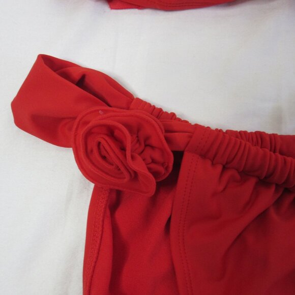 wild fable 2 Piece Bikini Red Bandeau with Rosette Size Large NWT - Picture 5 of 15